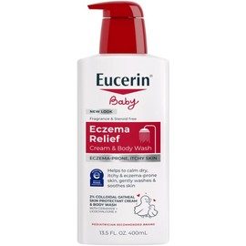 Eucerin Baby Eczema Relief Cream & Body Wash, Eczema Body Wash para bebés, botella de 13.5 onzas líquidas
