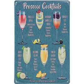 30 x 20 cm Tin Sign - Cocktail Recipe Overview Decorative Bar Sign, Mixer Recipe Bar Sign