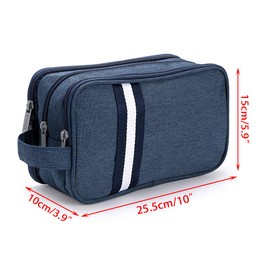 IGNPION Travel Toiletry Wash Bag Dry & Wet Separation Gym Shaving Organiser Bag with 3 Compartments (Dark Blue)