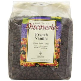 First Colony Whole Bean 100% Arabica Coffee, French Vanilla Flavored, 24-Ounce