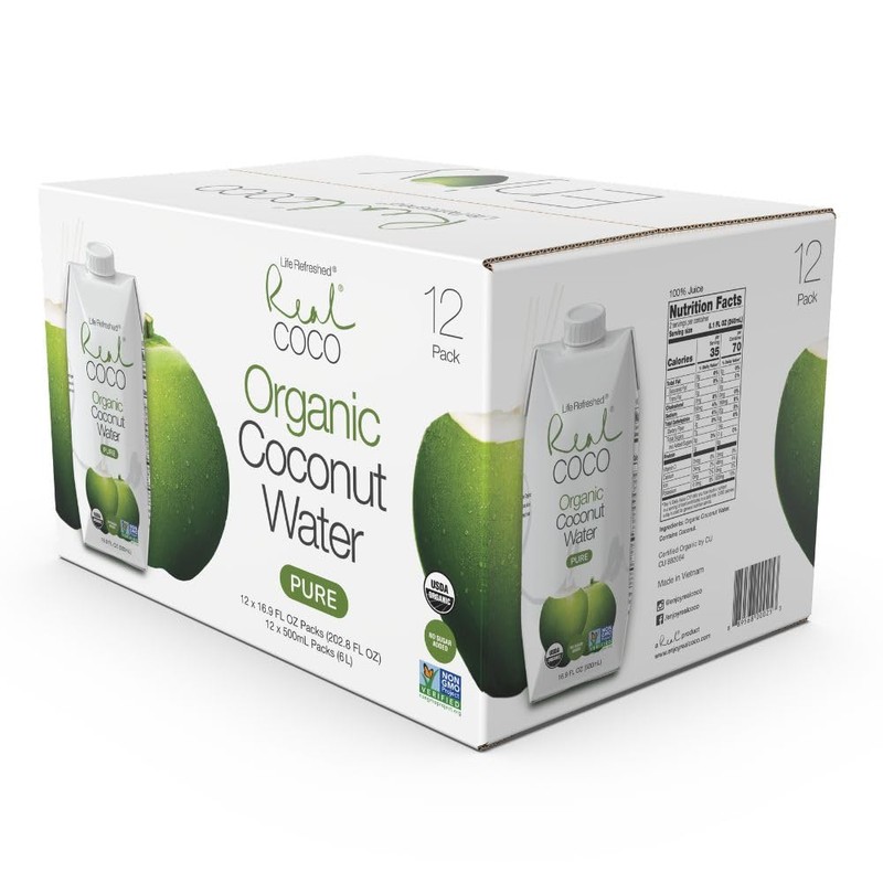 Real Coco Organic Pure Coconut Water 500mL, 100% USDA Organic