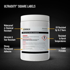 Avery UltraDuty GHS Labels, Waterproof, 3 X 3 White Square Labels, 150 Total, Use with Laser Printers