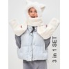 LATTEMARMALATTE Cute Cat Ears Winter Hat, 3 in 1 Plush