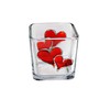 Valentine Double Red Hearts Hand Painted Stained Glass Square Candle