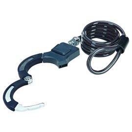 PROPHETE Handcuff Lock with Coiled Cable - 120cm Length, Diameter 10mm, Security Level 4, Includes LED Key & Holder for E-Scooter, Bicycle & Pram, Black