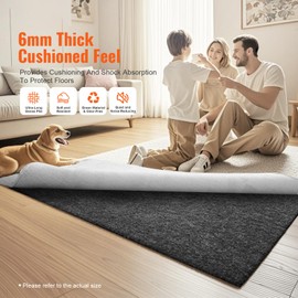 Happybuy Non Slip Rug Pad Gripper, 25 x 94.5 in Protective Cushioning Carpet Rubber Pad, 0.24" Thick - Dual Surface Felt Anti Skid Mat, 1-2㎡ Area Carpet Padding Rug Cushion Safe for All Floors, Gray