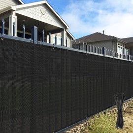 AwnPro 5' x 80' Privacy Fence Screens Sun Block Windscreen with Heavy Duty Commercial Grade 160 GSM with Brass Gromment Black