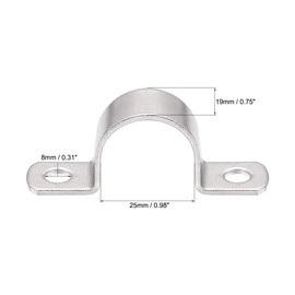 TA-VIGOR 2Pcs Rigid Pipe Straps, 25mm 2 Holes Stainless Steel Tension Tube Clip Clamp, Heavy Duty Conduit Clamps for Pipe Tube Wire Fixing, Laying Plumbing, Electricity, Exhaust