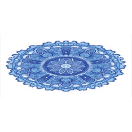 Ambesonne Mandala Pencil Pen Holder, Monochromatic Medallion Ornamental Round Traditional Far Eastern Motif, Ceramic Pencil Holder for Desk Office Accessory, 3.6" X 3.2", Azure Blue Violet Blue