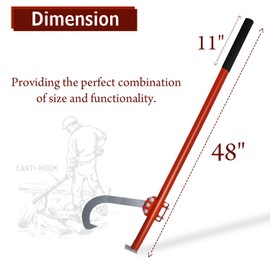 FEBTECH 48" Can't Hook - Carbon Steel Wood Log Moving Tool with Rubber Grip Handle & Fully Adjustable Hook - Perfect Log Roller Tool for Loggers, Sawyers, Wood Workers & Firewood Enthusiasts Tool Box