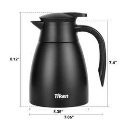Tiken 34 Oz Thermal Coffee Carafe, Stainless Steel Insulated Vacuum Coffee Carafes For Keeping Hot, 1 Liter Beverage Dispenser (Starry Black)