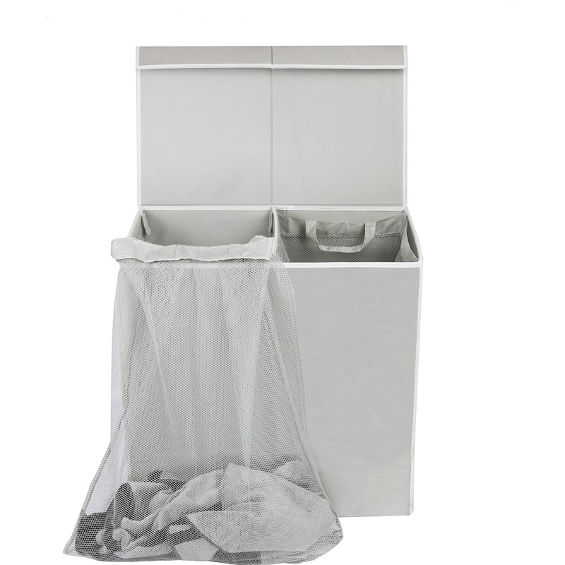 Simple Houseware Double Laundry Hamper with Lid and Removable Bags,