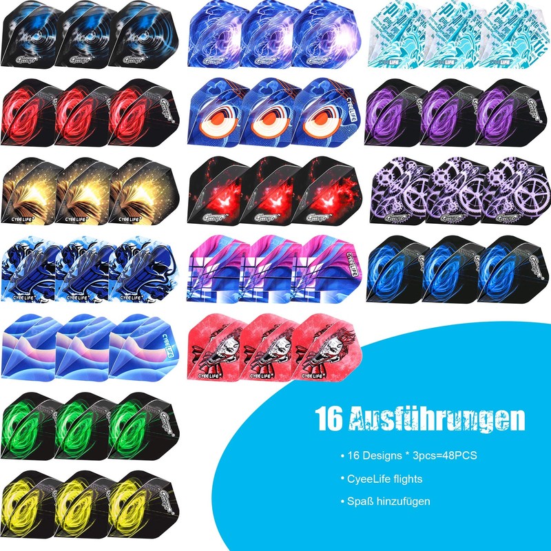 CyeeLife-Dart Flights 48pcs-Standard 16 Designs Accessories kit Wings
