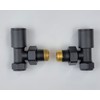 Manissa Kirby Black Angled Towel Rail Valves 1/2" /15mm Radiator