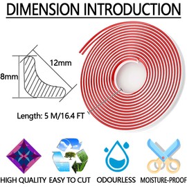 White Quadrant Trim,Skirting Board,Caulk Strip Moulding Trim,Peel and Stick Trim,Seam Wall Sticker,Flexible Molding & Wall Trim For Ceiling/Corner/Furniture/Home Decoration (0.8CM*5M/0.31IN*16.4FT)