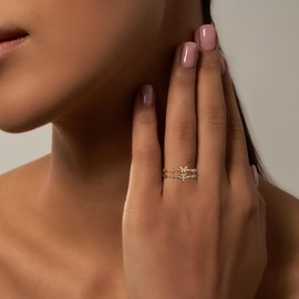 ANOBLEJRY Butterfly Initial T Rings for Women 14k Gold Plated Engagement Rings For Her Girlfriend Mothers Day Ring Gift For Aunt Birthday Gift For Mom