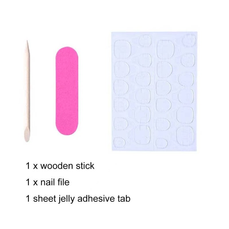 Caiguoer 24 Pieces Long False Nails Square Red Press On