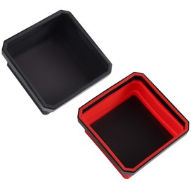 ALOANES Magnetic Parts Tray Set-Collapsible Magnetic Tool Tray Small Parts Organiser with Double Magnet,Magnetic Bowl for Fixing Nuts and Bolts (Red&Black)