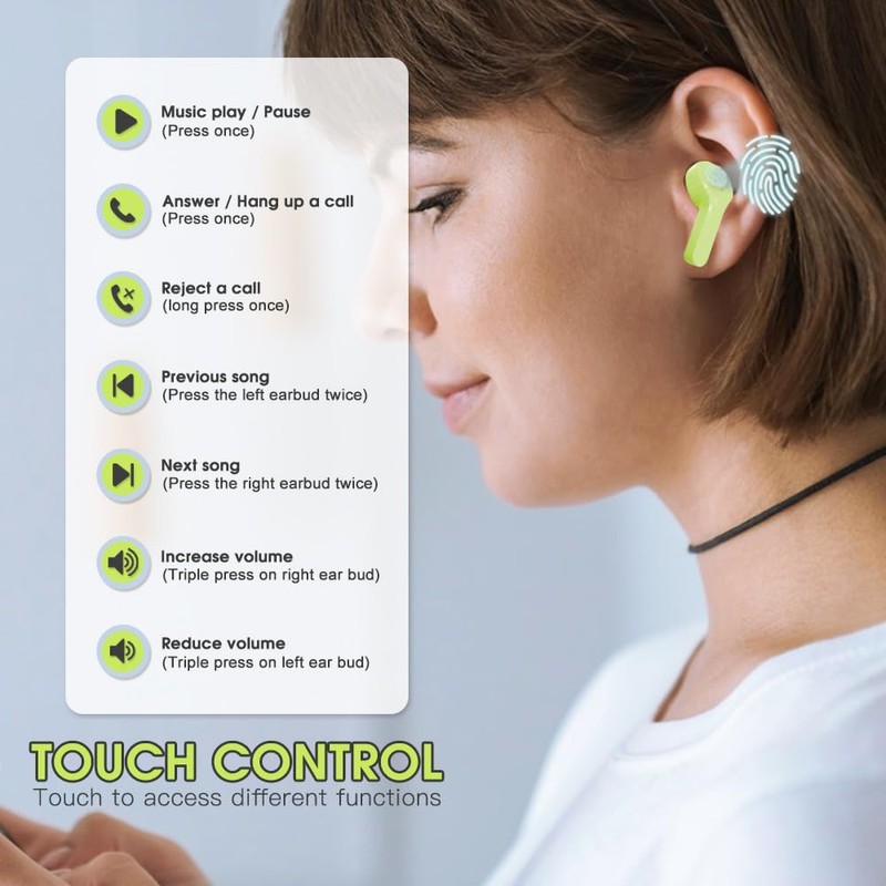 Sonicefit In-Ear Wireless Earbuds, Bluetooth 5.3 Wireless Headphones with ENC