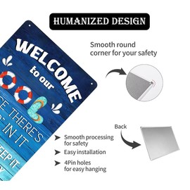 Welcome To Our Ool Metal Tin Sign Outdoor Pool Decor Sign Funny Swimming Pool Sign For Beach Hut Home Backyard Garden Outdoor Signs 8x12 Inch