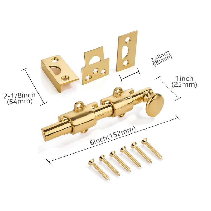 ZAUYX 6 inches 2 Pack, Polished Brass Dutch Solid Brass