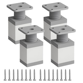 Yuexitech 4 Pcs Adjustable Furniture Legs, Furniture Feet, Adjustable 0–20 mm Height, Aluminum Alloy for Cabinets, Sofas, Desks, Tables & Beds (5cm, Silver)