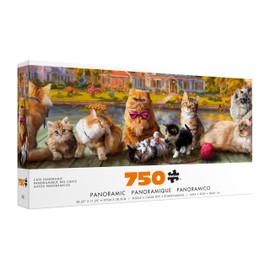 Buffalo Games - Panoramic Series - Cats - 750 Piece Jigsaw Puzzle for Adults - Challenging Puzzle Perfect for Game Nights - Finished Size is 38.25 x 11.25