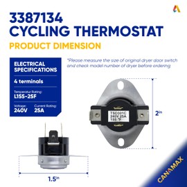 【Upgraded 2026】 Dryer Thermostat 3977767 3387134 Thermal Fuse 3392519 279816 Replaces for Whirlpool WED4815EW1 WED5000DW2 WED6200SW1 WED6600VW0 WED4800BQ1 WED4800XQ0 WED4800XQ1 WED4900XW0 WED49STBW1