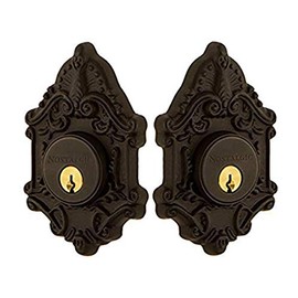 Nostalgic Warehouse Oil-Rubbed Bronze 733018 Plate Double Cylinder Deadbolt Victorian Door Knob