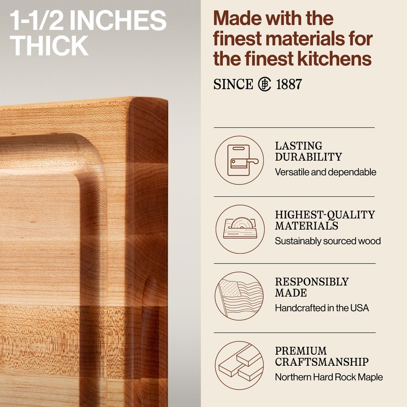 John Boos CB Series Rectangular Wooden Maple Cutting Board 20”x15”