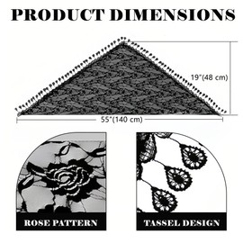 ReignSword 2 Pcs Triangle Lace Mantilla Veil Tulle Scarf, Lace Head Coverings for Women, Veils For Church Catholic (White and Black)