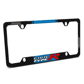 iPick Image for - Honda Civic Type R Blue Racing Stripe Black Real Carbon Fiber 50 States License Plate Frame