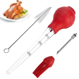 Jidyllic Turkey Baster Set of 4,Turkey Seasoning Pump Baster Tool for Cooking Syringe for Home Baking with Cleaning Brush Barbecue Tool for BBQ Grill Baking Kitchen Cook