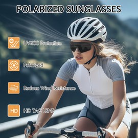 MMOWW Polarized Sports Sunglasses for Men Women Cycling Glasses Wrap Around UV400 Protection Running Driving Fishing, Black/Grey