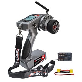 DTXMX RC Radio Transmitter, Radiolink RC6GS V3 7 Channels Controller and R7FG Gyro Receiver, 2.4Ghz Voltage Telemetry & Long Range Control 30 Models Storage for RC Car, Boat, Tanks, Crawler, Buggy