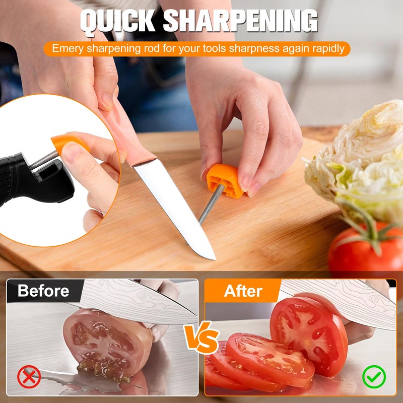 KimPump 6-in-1 Garden Tool & Kitchen Knife Sharpener with Ceramic,