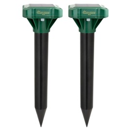 Sunnydaze Ultrasonic Solar Mole Repellent Stakes - Reusable and Rechargeable - Child and Pet Safe - No Chemicals - 2-Pack