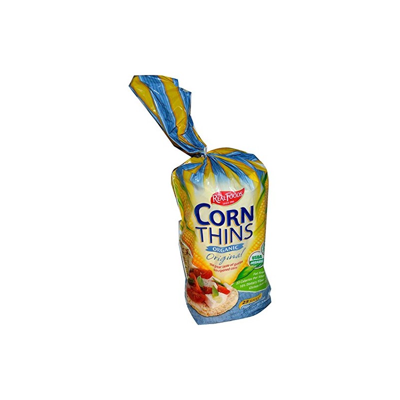Real Foods, Organic Corn Thins, Original, 25 Slices, 5.3 oz(Pack