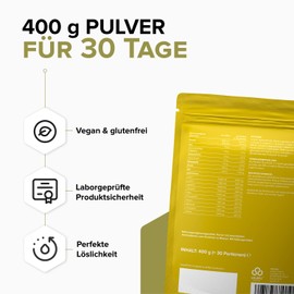 edubily nutrition® Vegan EAA Powder, High-Quality EAA Complex of 10 Essential Amino Acids, Lemon Flavour, Sweetened with Stevia, 400 g