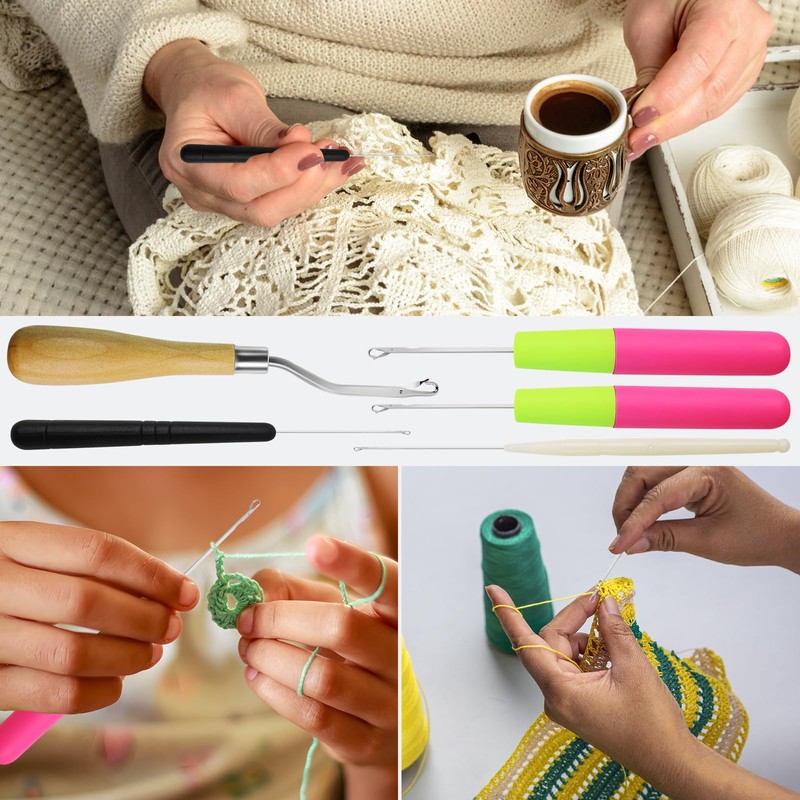 5PCS Latch Hook, Different Sizes Small Crochet Hooks Needle for