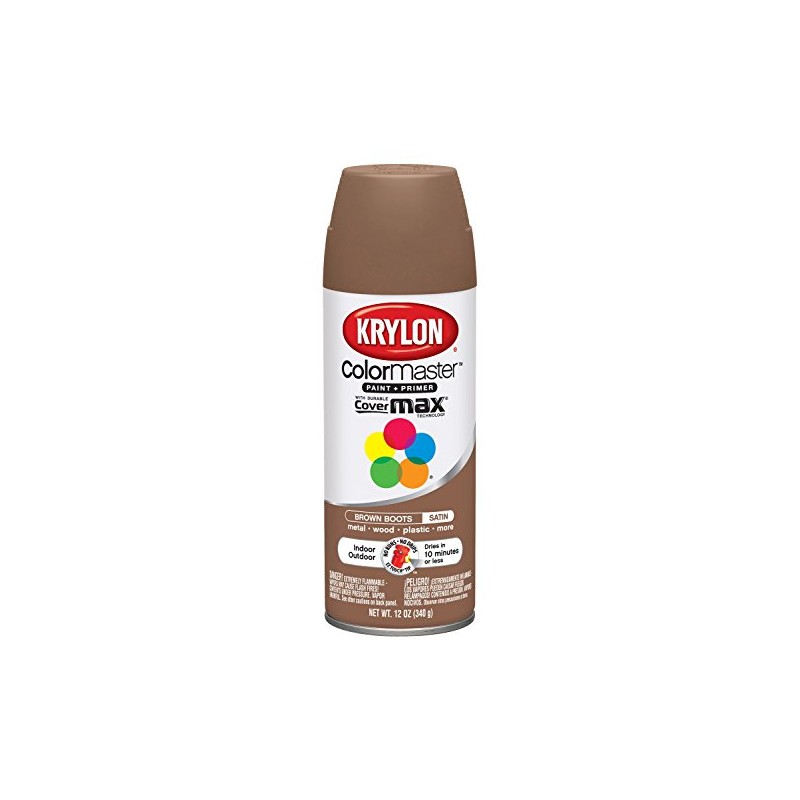 Krylon K05356207 ColorMaster Paint + Primer, Satin, Brown Boots, 12