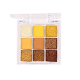 9 Colours Eyeshadow Palette - Lemon Eyeshadow Theme, Matte & Glitter Convenient Portable Travel Eye Makeup Palette for Christmas & Music Festivals (Lemon)