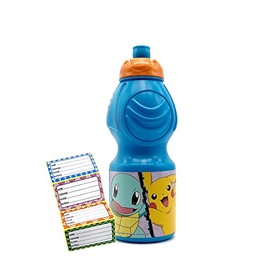ICE TOYS Childrens School Bottle with Characters + Name Stickers (PKM)