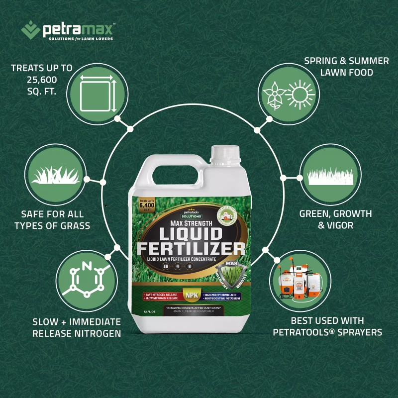 PetraTools Liquid Fertilizer, 16-4-8 Lawn Fertilizer, Liquid Lawn Fertilizer ...