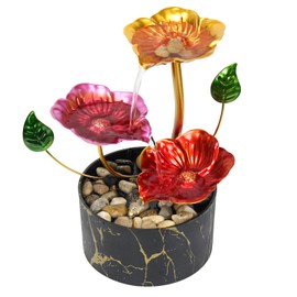 YOQUATE Water Fountain Indoor Waterfall Fountain 3-Tier Tabletop Fountain Home Decor Including Lots of Rocks and Soothing Sound Machine(Bright Color)