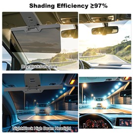 Sun Visor Extender for Car, Enhanced UV400 Anti-Glare, Adjustable Mount with PC Lens, Universal Car Anti-UV Sun Visor Extender Attachment, Anti-Snow Blind, Ensure Safe Driving(Grey)