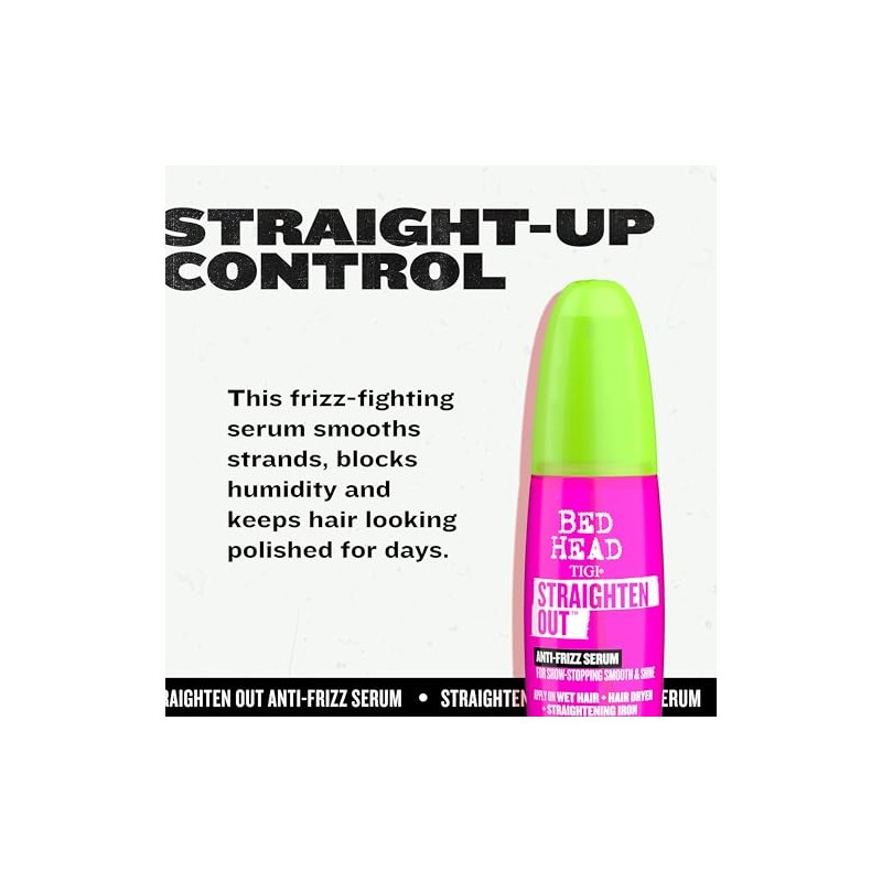 Bed Head by TIGI Straighten Out Anti-Frizz Hair Serum, Smooths,