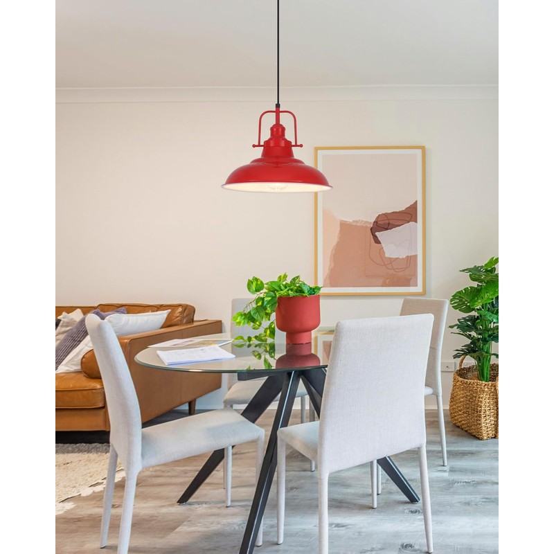 Woholitable Farmhouse Pendant Lighting for Kitchen Island,Red Pendant Light with