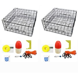 2-Pack of KUFA 28" Vinyl Coated Crab Traps & Accessory Kits (100' Poly Rope with line Weight,Caliper,Harness,Bait Bag & 11" Float) (S70+CAP1) x2