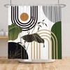 DASHAN Green Gold Shower Curtain Boho Mid Century Shower Curtains
